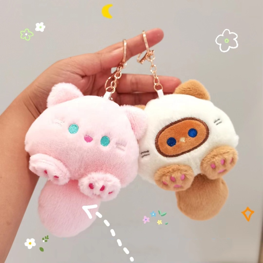 Cartoon keychains pink color cute kitty cat custom mini plush toy pillow keychain