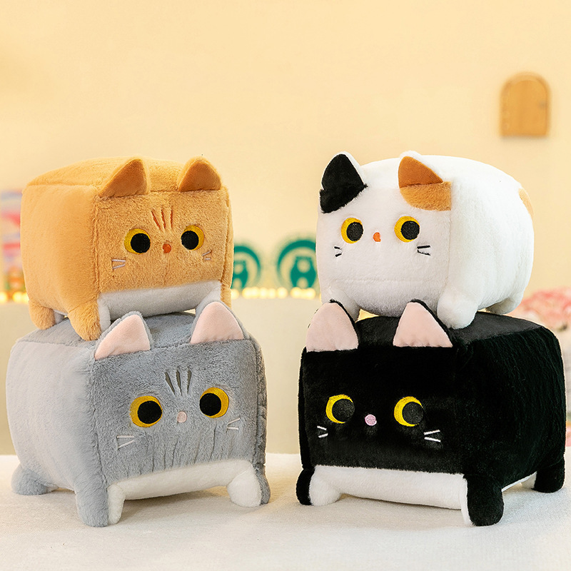 Wholesale Multiple Size Ornaments New Square cat stuffed animal plush dolls Tiny cute square kitten Children's play plush toys