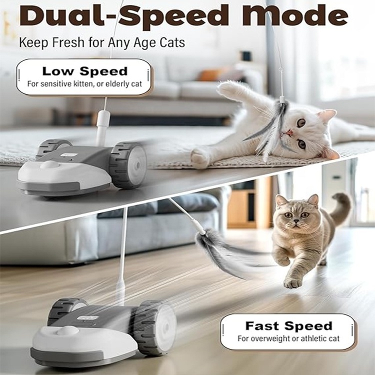 360 degree rotating USB charging smart feather electronic hunting mouse cat toy