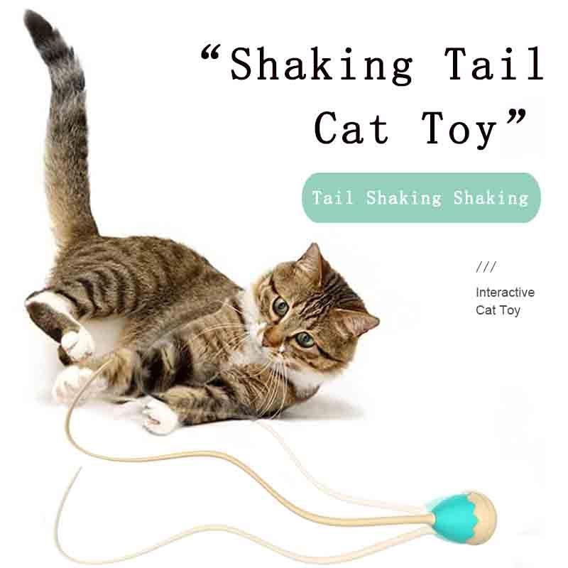 Magic tail usb rotating motorized motion activated silicone stick interactive toy for cats