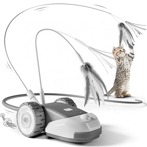 360 degree rotating USB charging smart feather electronic hunting mouse cat toy