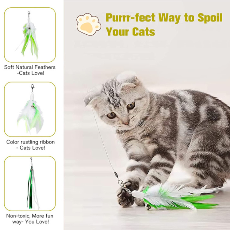 Funny laser pointer electric interactive replacement cat wand stick feather long teaser toy