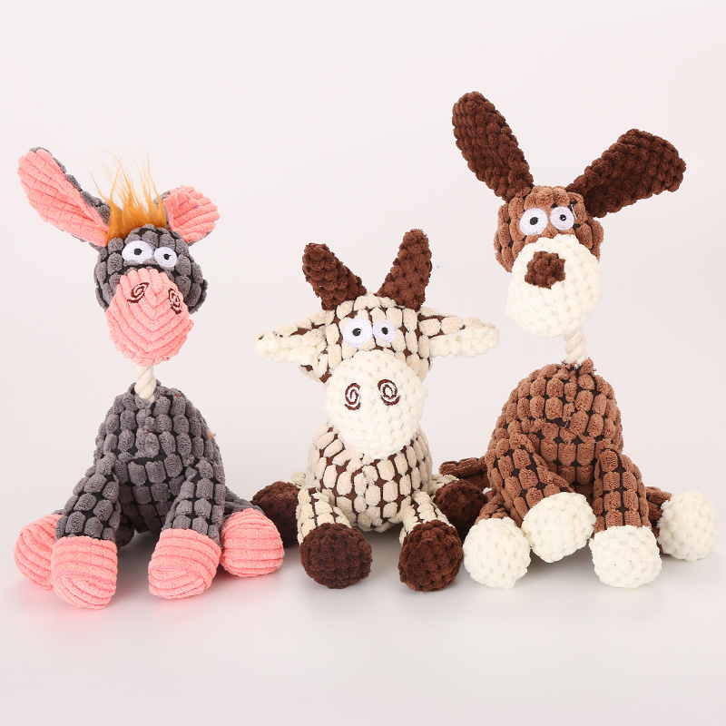 Custom Wholesale Pet Products Cute Donkey Dog Toys Shape Durable Plush Dog Toy