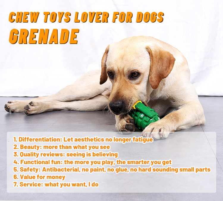 Durable Chew Rubber Toys Indestructible Grenade Natural Rubber Fun Dog Chew Toy