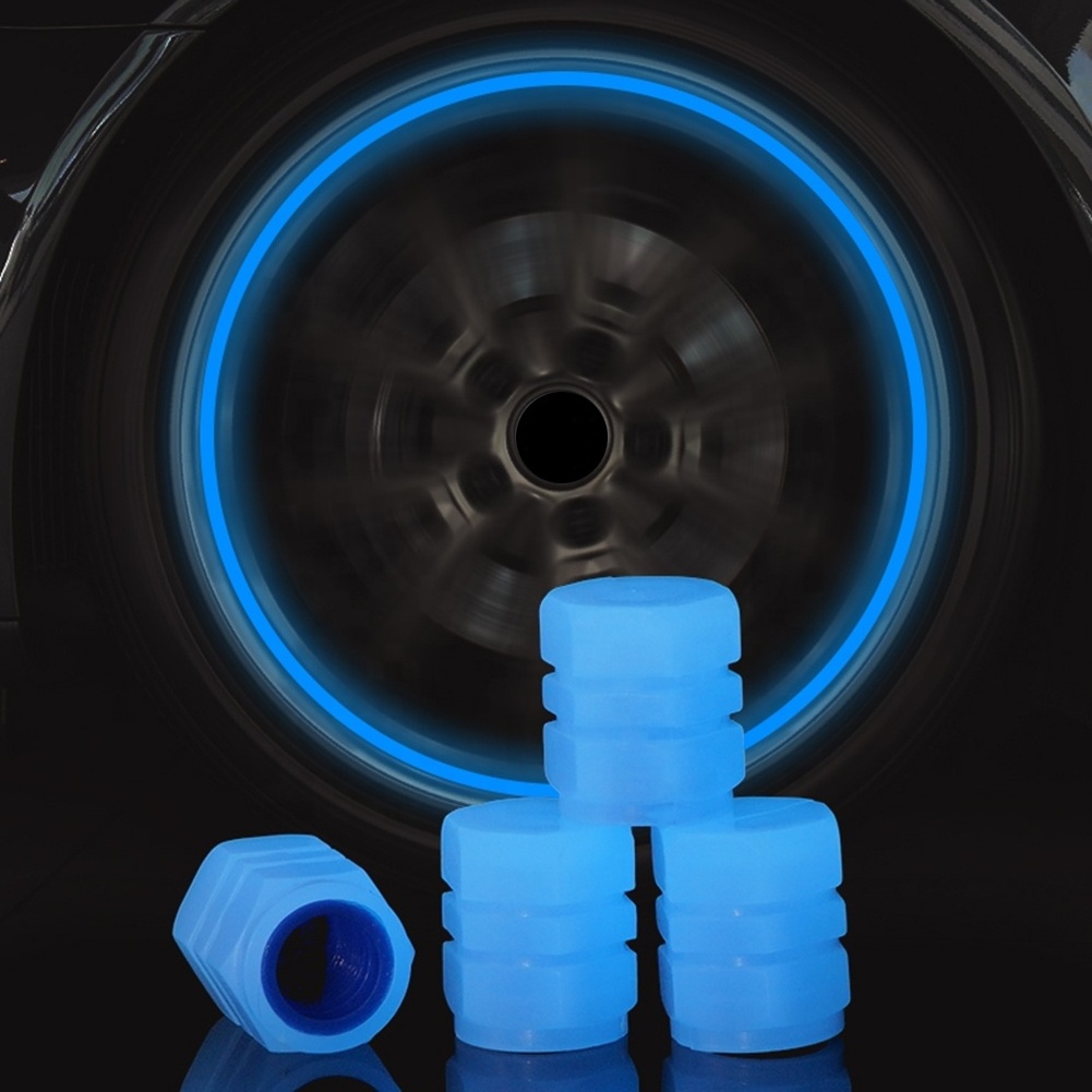 4x Car Tire Valve Cover  luminous Dust cover Accessories for Car Glow in the dark