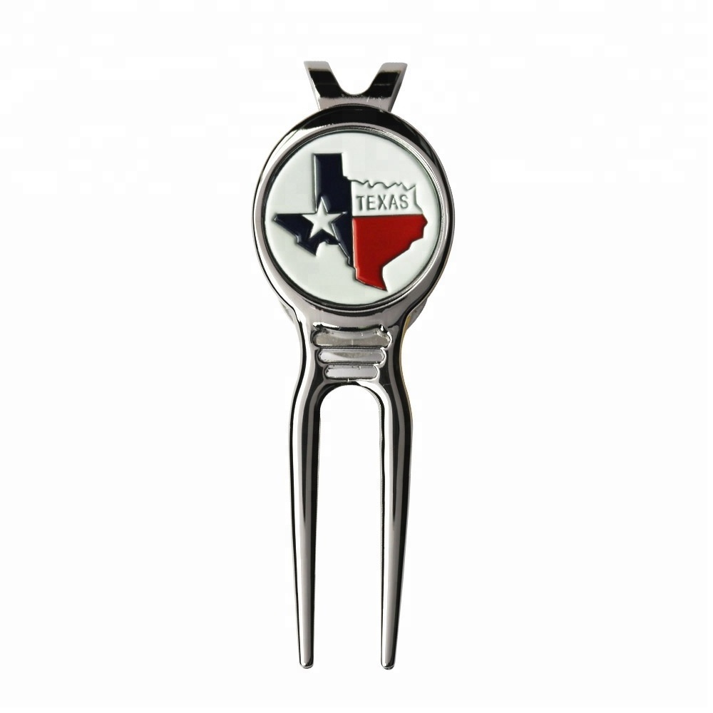 zinc alloy custom golf magnetic divot tools with belt clip and different ball markers set