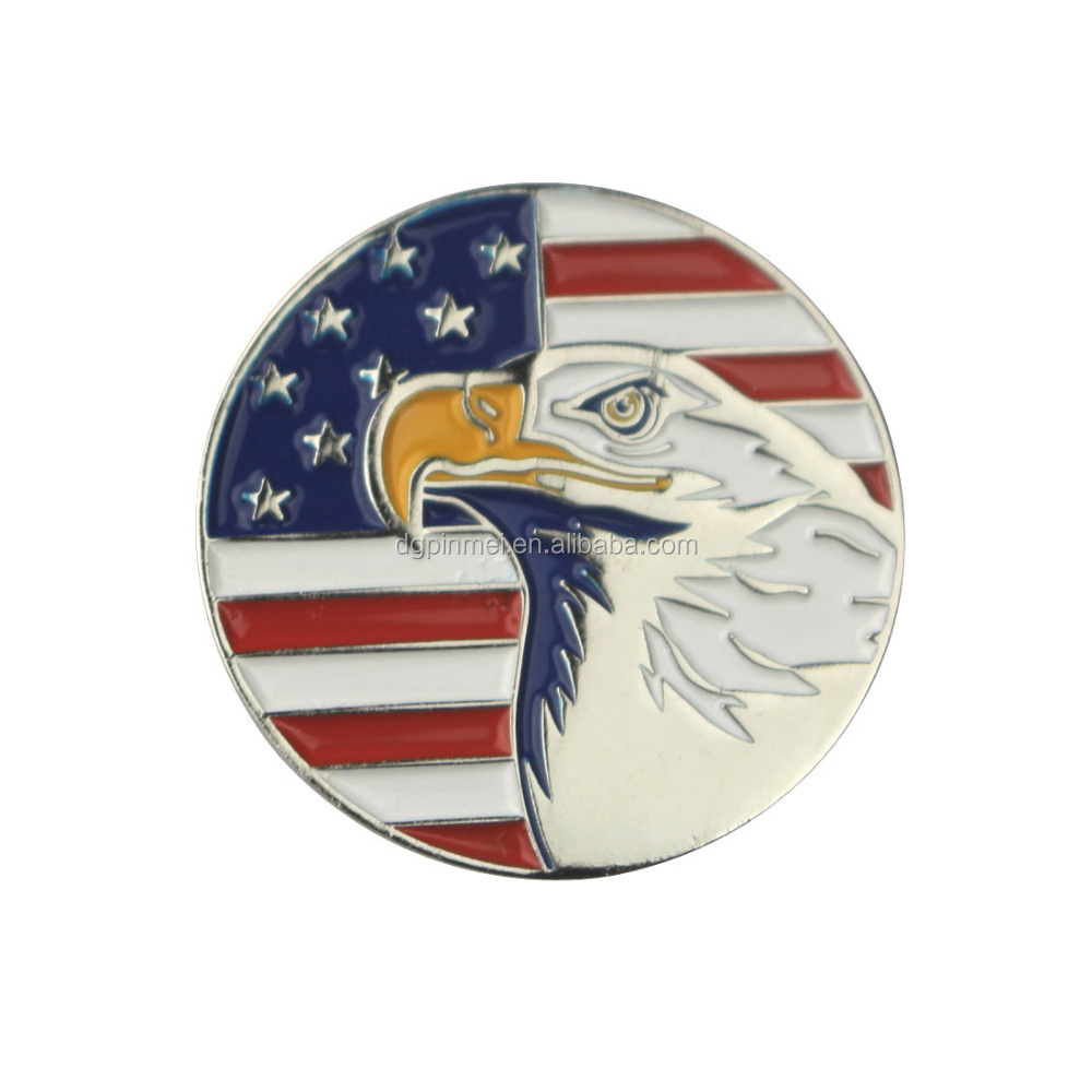 Las Vegas and eagle American flag golf ball marker in bulk custom golf ball markers