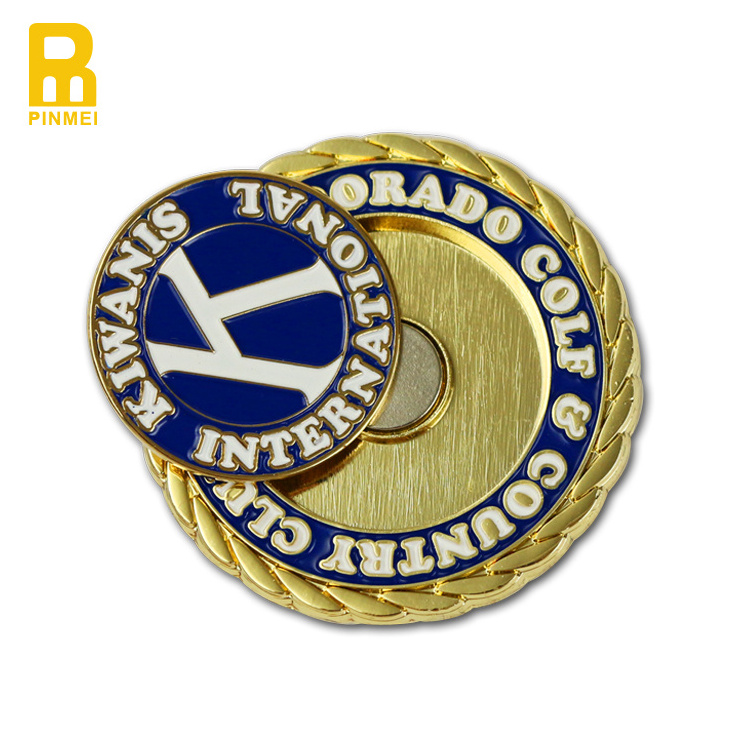 New magnetic golf poker chip to hold ball marker metal golf big marker coin with custom logo accept custom presentation gift box