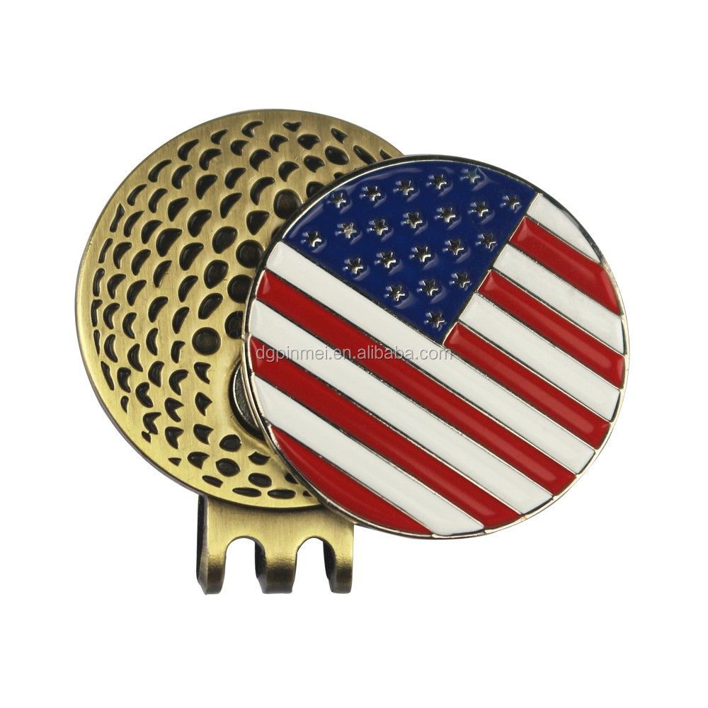 Las Vegas and eagle American flag golf ball marker in bulk custom golf ball markers