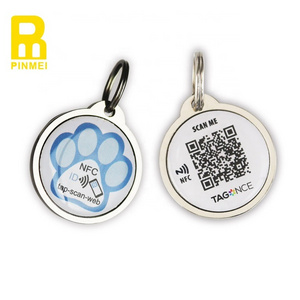 QR code NFC pet tag tracking dog tag epoxy RFID tags with blister card