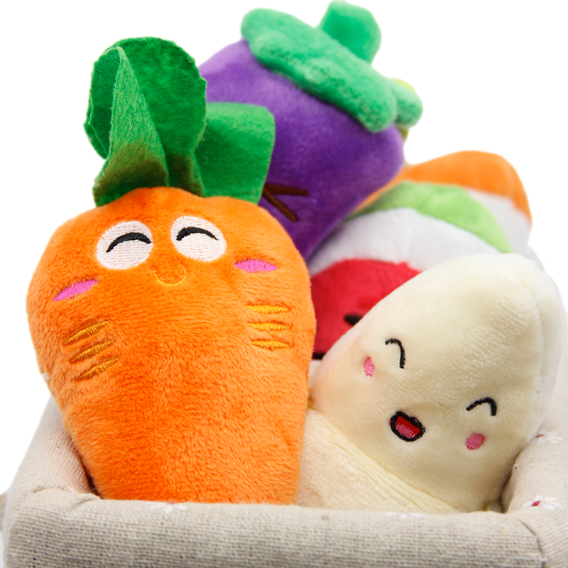 Manufacturer Wholesale Custom Vegetables And Fruits  Lunch Food Chew Squeaky Plush Pet Toys