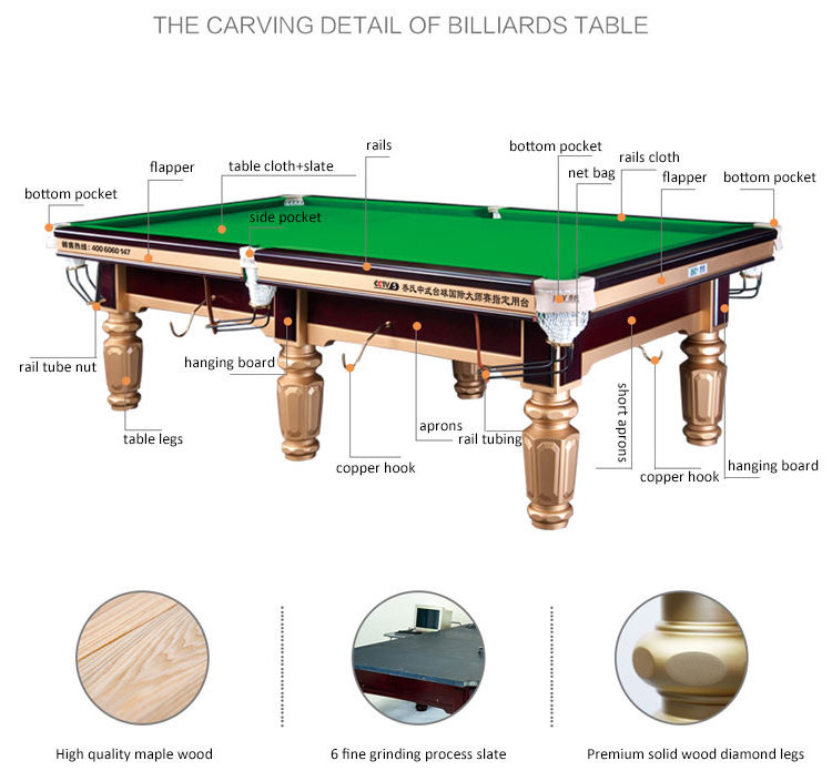 Factory price italian slate billiard Chinese style 8 ball l shaped pool table