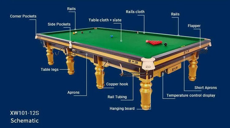 High quality of 12ft solid wood snooker table Billiard Snooker table with full set accessories