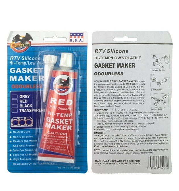 High Temper Waterproof Fireproof Rtv Silicone Sealant Gasket Maker with Blue Box gasket maker