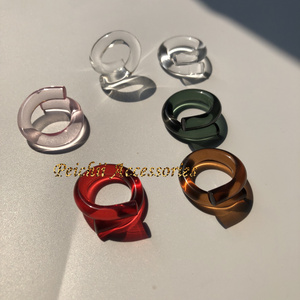 Peichi Statement lucite jewelry customize OEM Jewelry supplier Fashion acrylic knot finger ring