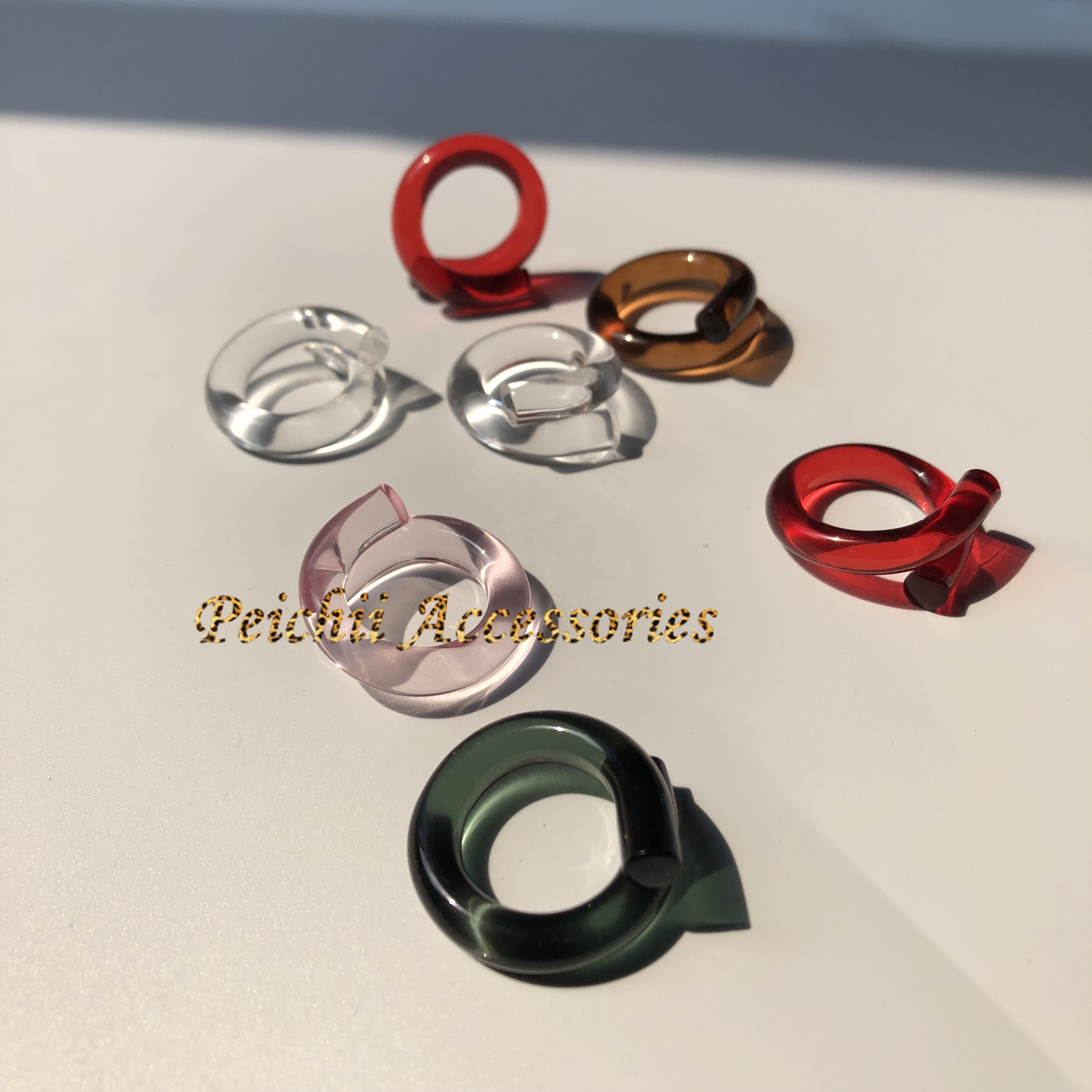 Peichi Statement lucite jewelry customize OEM Jewelry supplier Fashion acrylic knot finger ring