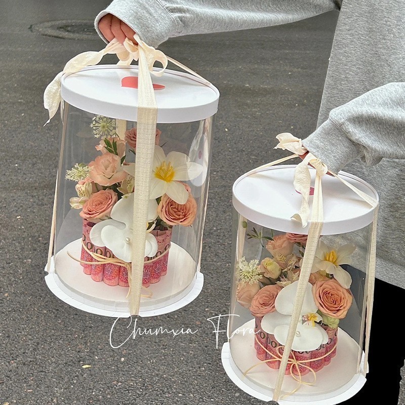 Manufacturer PET Transparent Packaging Box Round Gift Flower Storage Box PVC Plastic Cake Box