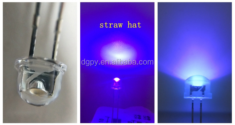 Ultra Violet through hole 0.06w 3mm 5mm 365nm purple UV LED diode