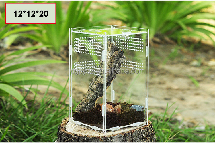 Customize Rotating Lock Baffle Design Reptiles Breeding Acrylic Reptiles Feeding Box