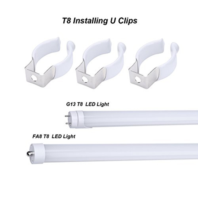 Custom Stainless Steel Metal Stamping Part Led Tube Mounting Spring Loaded Small T8 Retaining U Shape Clip For Lamp