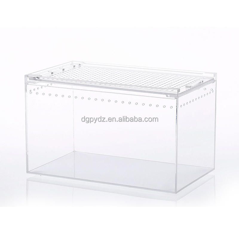 Customize Rotating Lock Baffle Design Reptiles Breeding Acrylic Reptiles Feeding Box