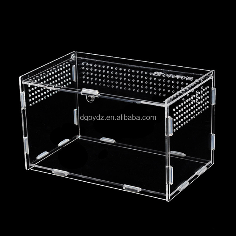 Customize Rotating Lock Baffle Design Reptiles Breeding Acrylic Reptiles Feeding Box