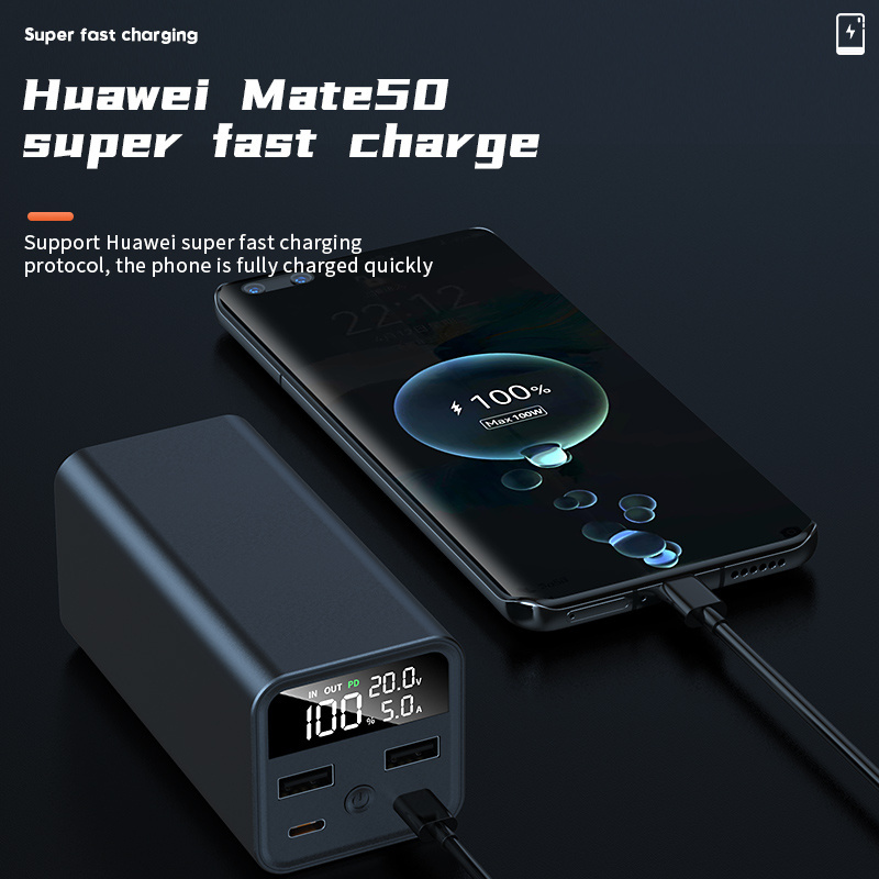 Arrivals Fast Charging Flashlight 20000mah Digital Display Portable Power Bank Trending Products 2023 New Black 20000 Mah 100W