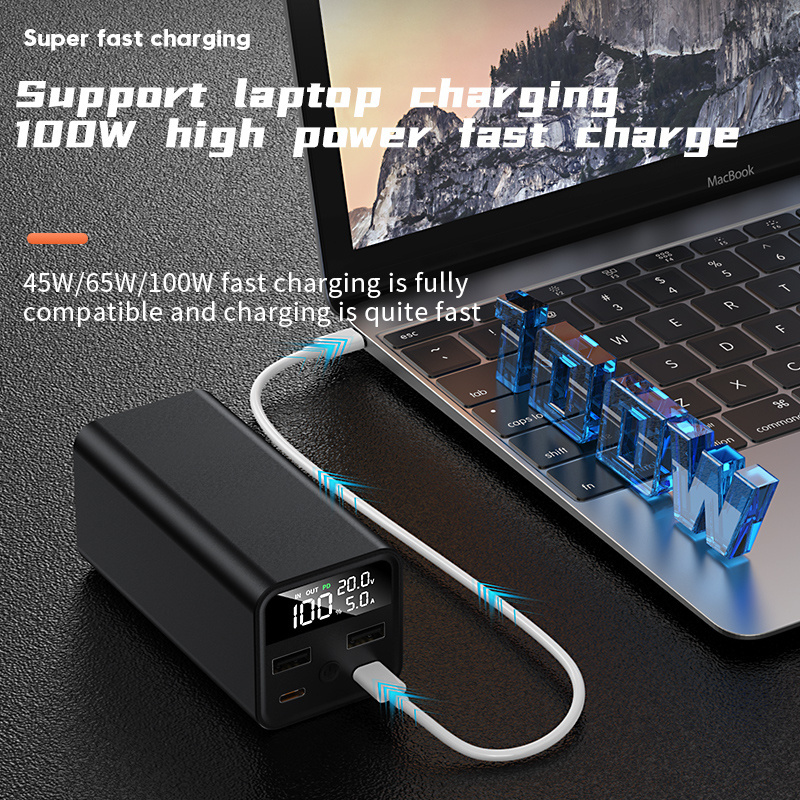 Arrivals Fast Charging Flashlight 20000mah Digital Display Portable Power Bank Trending Products 2023 New Black 20000 Mah 100W