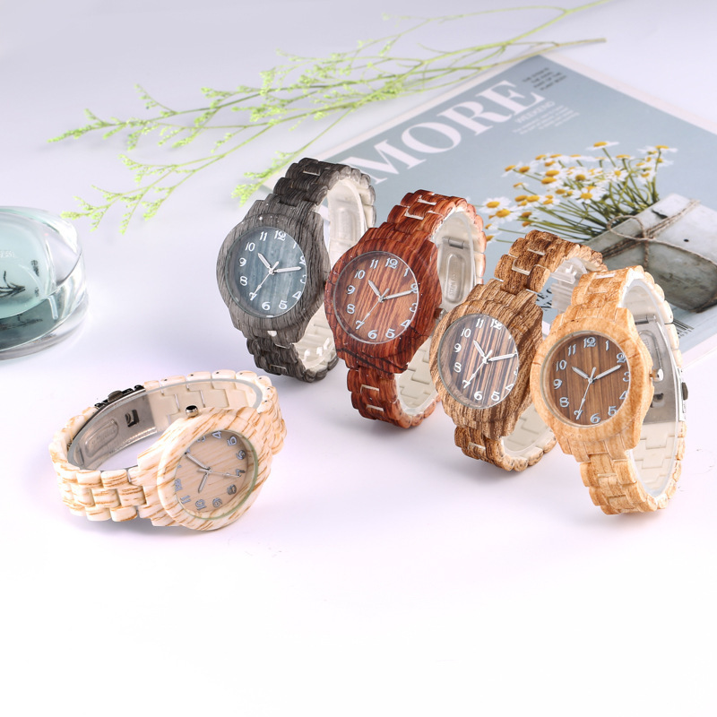 Wholesale Cheap Geometric Wood Grain Design Watch Woman Lady simple casual Fashion Quartz Watch Wristwatch Clock For Men