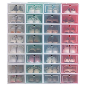 Clamshell Household Shoe Box Drop Front Sneakers Clear Stackable Shoe Storage Container Transparent Wholesale PP Plastic Storage