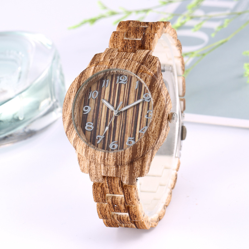 Wholesale Cheap Geometric Wood Grain Design Watch Woman Lady simple casual Fashion Quartz Watch Wristwatch Clock For Men