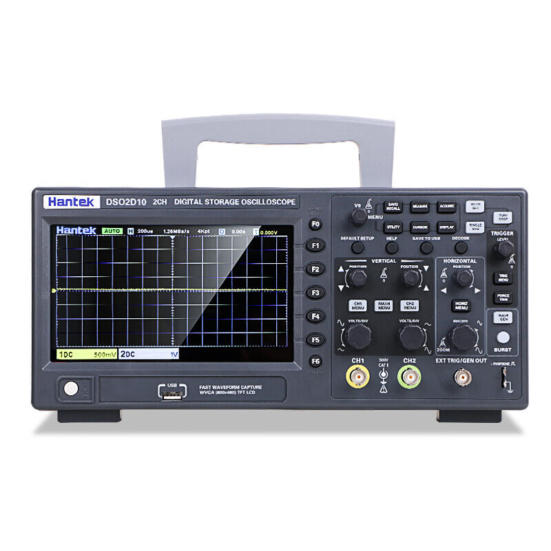 Hantek Bandwidth 100MHz Dual Channel Oscilloscope with Built-in 1CH Source, 1GSa/s Sampling Rate, DSO2D10 Oscilloscope