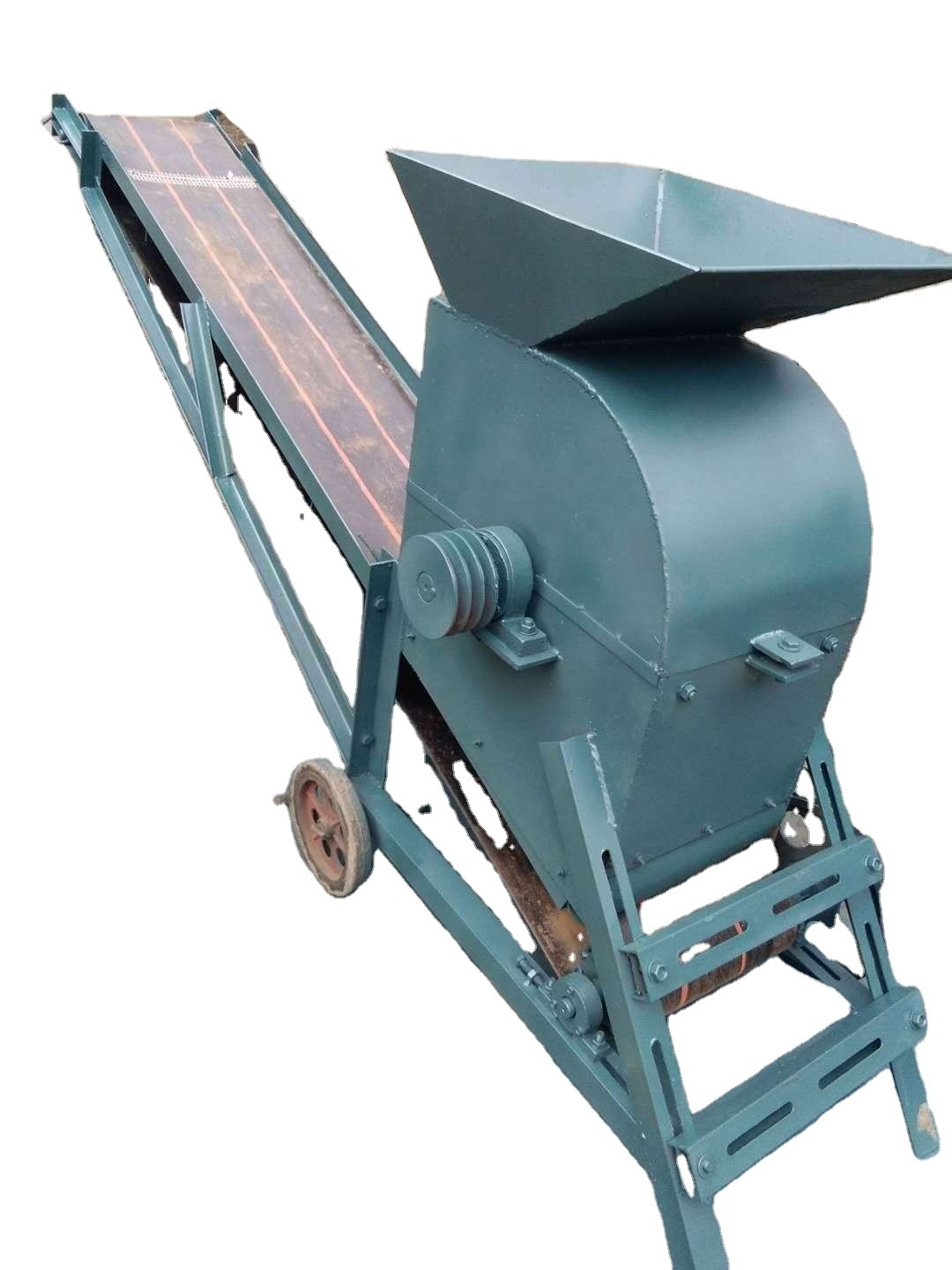 HG-278 Household Soil Crusher Material Slag Conveyor Soil Crusher Rock Crusher Conveyor Belt Construction Site Household