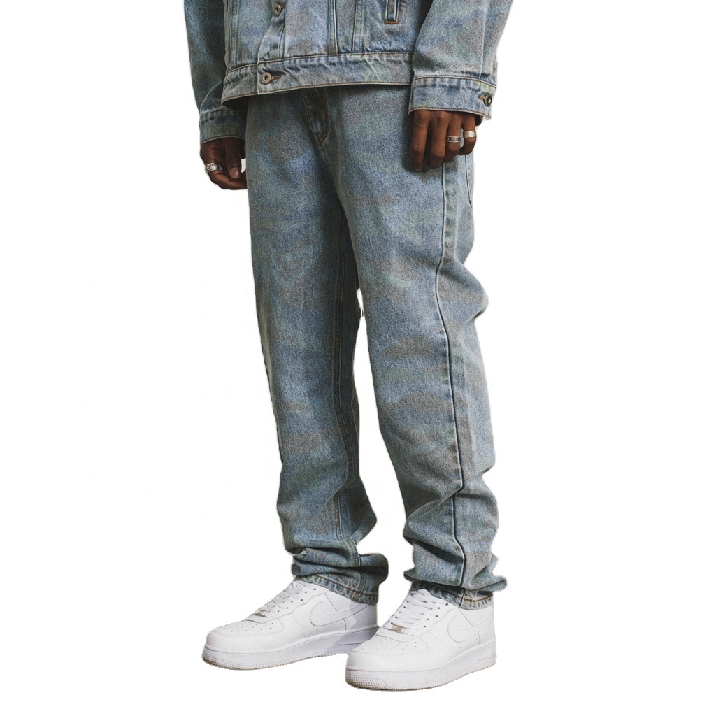 Custom made wholesale mens Pants Blue Slim Denim Pants For Men stacked Denim Casual Men's Jeans