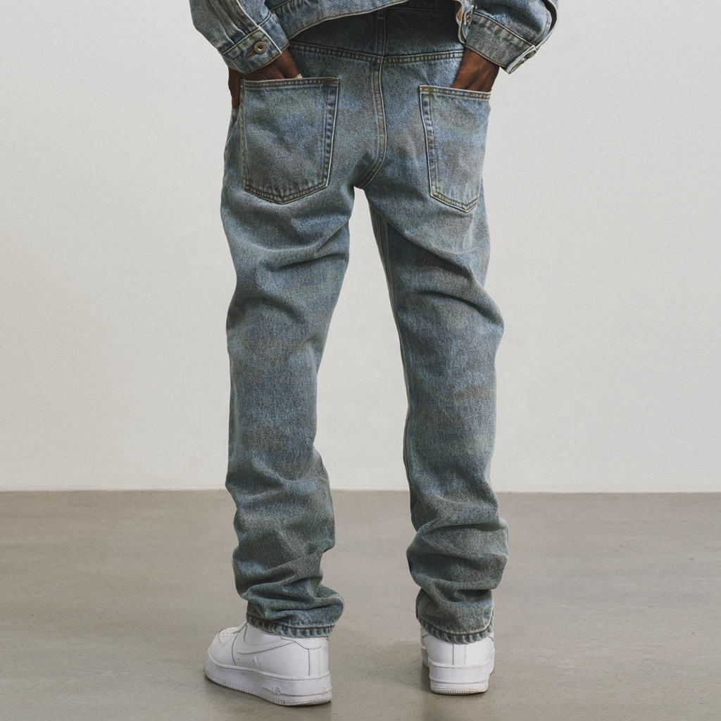 Custom made wholesale mens Pants Blue Slim Denim Pants For Men stacked Denim Casual Men's Jeans