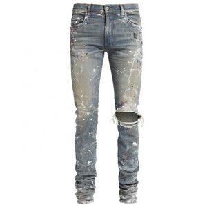 Custom Men's Fashion Jeans Vintage Skinny Mens Cargo Pants Stacked Denim High Quality Stretch Men Jeans