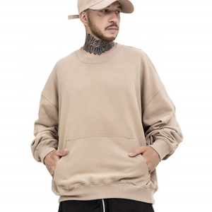 Men's Pullover Heavy Duty Cotton Blank Sweater Plain No Brand Kangaroo Pockets Oversized Hoodie Crewneck Sweatshirt