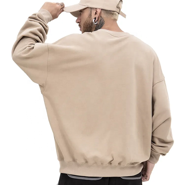 Men's Pullover Heavy Duty Cotton Blank Sweater Plain No Brand Kangaroo Pockets Oversized Hoodie Crewneck Sweatshirt