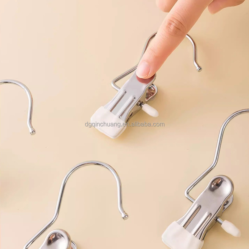 Multifunction Mini Laundry Hanging Hooks With Clip PVC Coated Metal Single Clip Hangers For Pant and Socks