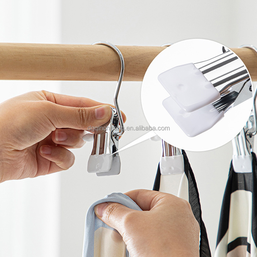 Multifunction Mini Laundry Hanging Hooks With Clip PVC Coated Metal Single Clip Hangers For Pant and Socks