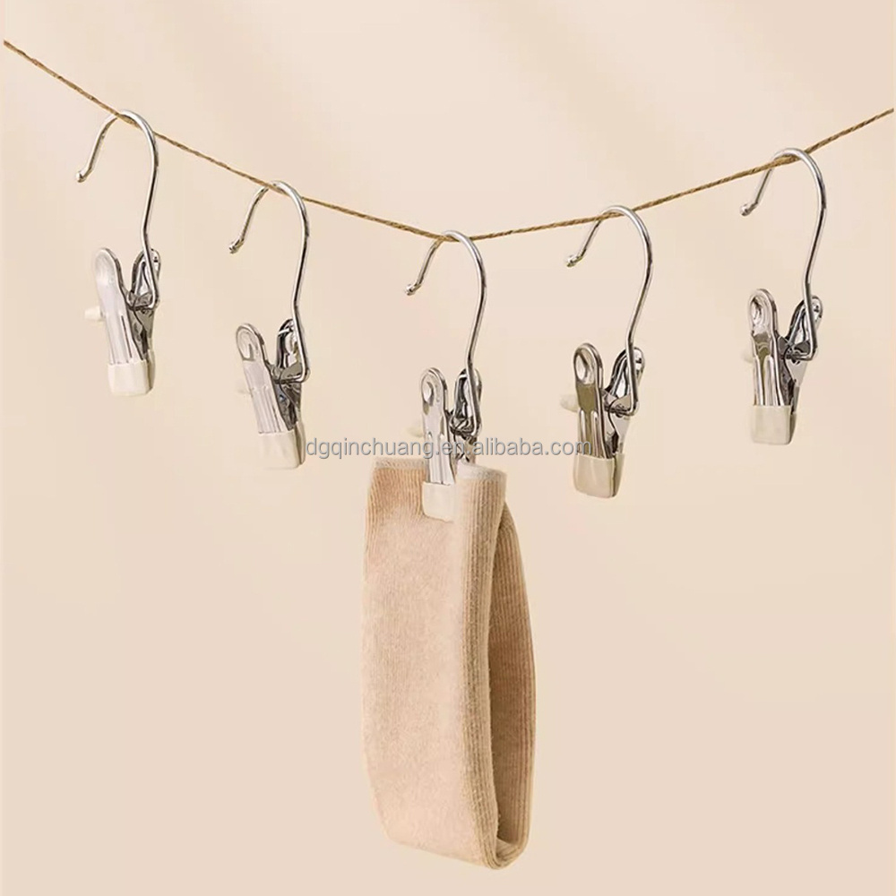 Multifunction Mini Laundry Hanging Hooks With Clip PVC Coated Metal Single Clip Hangers For Pant and Socks