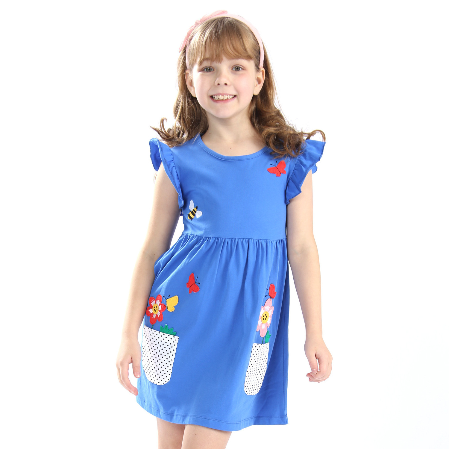 2024 Cotton Dress Girls Kds New Full Body Butterfly Wing Suspender Girls Dresses Rainbow Gauze Birthday Party Dress For Girls