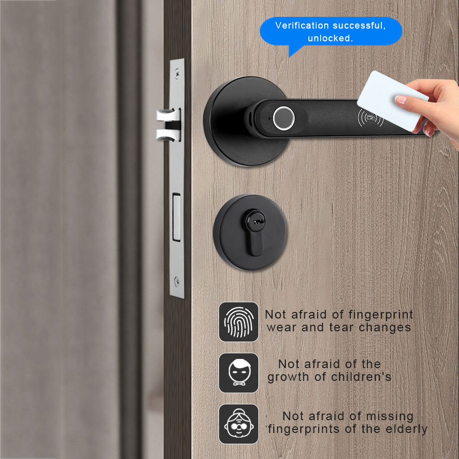 Handle Bedroom Smart Door Lock Bluetooth Biometric Finger Print App Control Smart Tuya Lock Card Key RFID  Locks