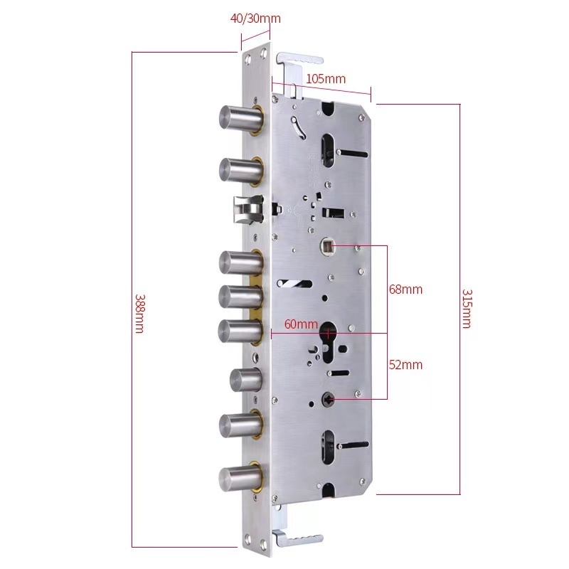 Smart Lock Stainless Mortise Fingerprint Door Lock Lock Body Customize Size Styles Mortise With 6068 5572 3585 5050 6085 Mortise