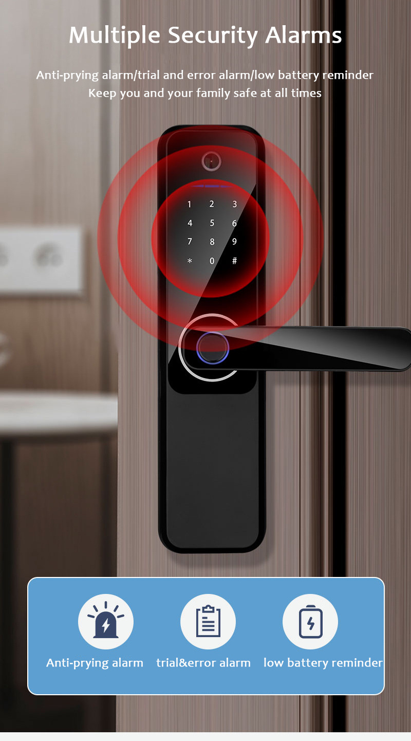 High Security S802MAX Camera Smart Door Lock Biometric Finger Print Passcode Keyless Lock Tuya WiFi Camera Lock