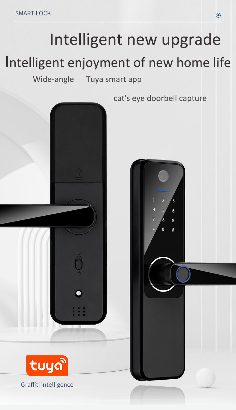 High Security S802MAX Camera Smart Door Lock Biometric Finger Print Passcode Keyless Lock Tuya WiFi Camera Lock