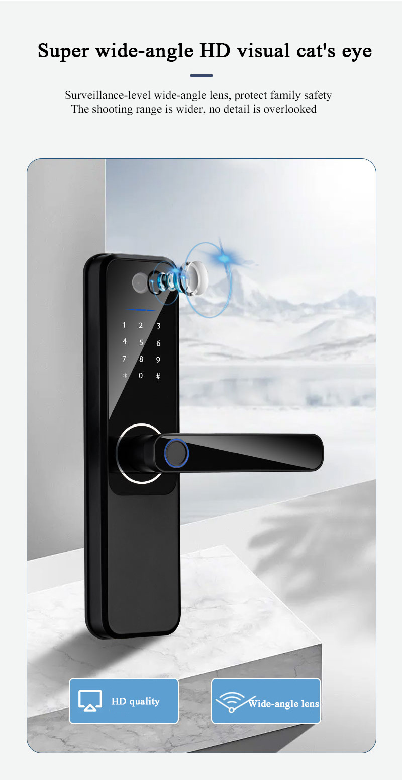 High Security S802MAX Camera Smart Door Lock Biometric Finger Print Passcode Keyless Lock Tuya WiFi Camera Lock