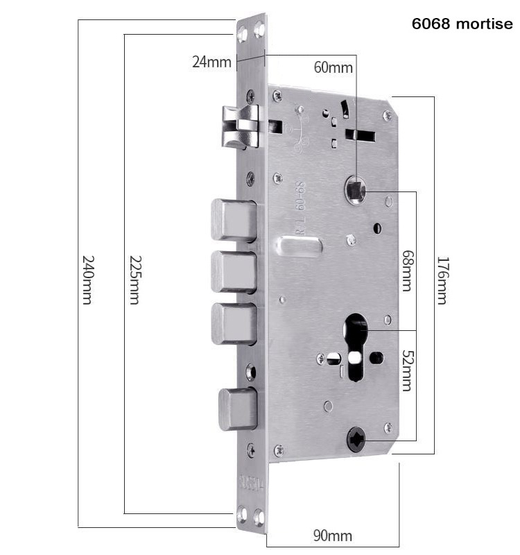 Smart Lock Stainless Mortise Fingerprint Door Lock Lock Body Customize Size Styles Mortise With 6068 5572 3585 5050 6085 Mortise