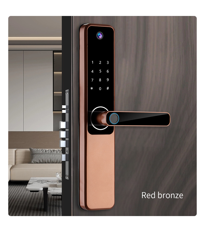 New Design Camera Tuya Smart Doorlock Fingerprint Digital Code IC Card Wifi Lock Remote Control Smart Door Lock