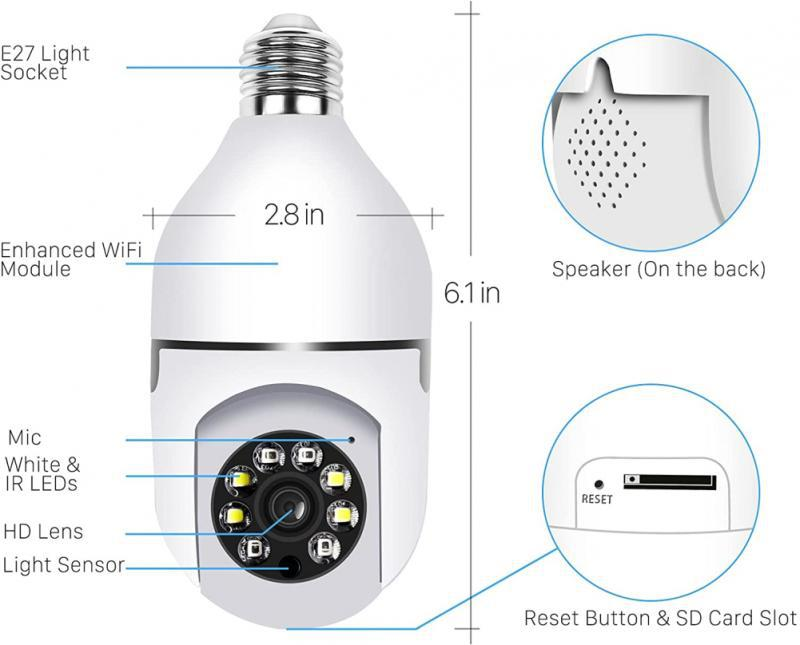 Factory Price Light Bulb Camera 360 Degree Panoramic Wireless Infrared Smart Bulb Wifi Camera BK Home Security